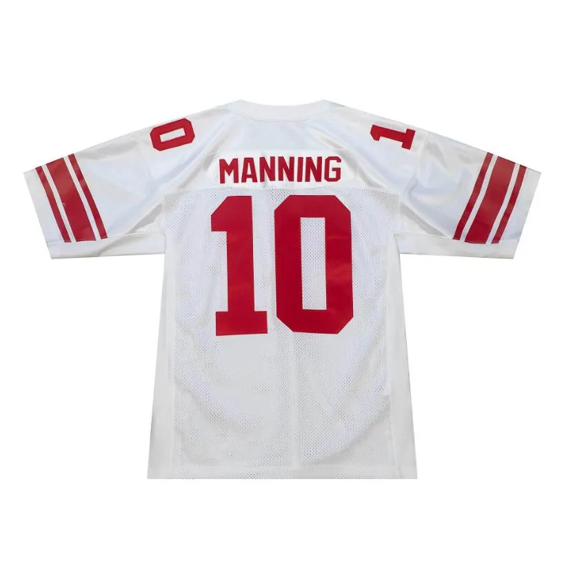 Maglia da calcio cucita 10 Eli Manning 2007 maglie da rugby retrò bianche Uomo donna gioventù S-6XL