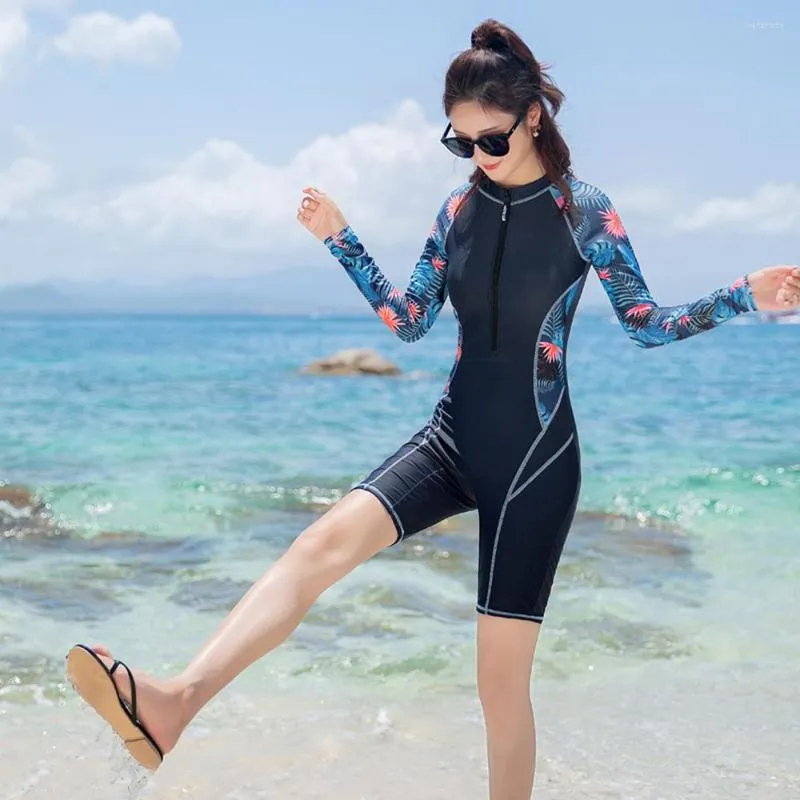 Damskie stroje kąpielowe 2023 Moda Wykwintny nadruk przednie zamek błyskawiczny One Piece Swim Surf Suit Suncreen Quick Dry Water Sports Beach