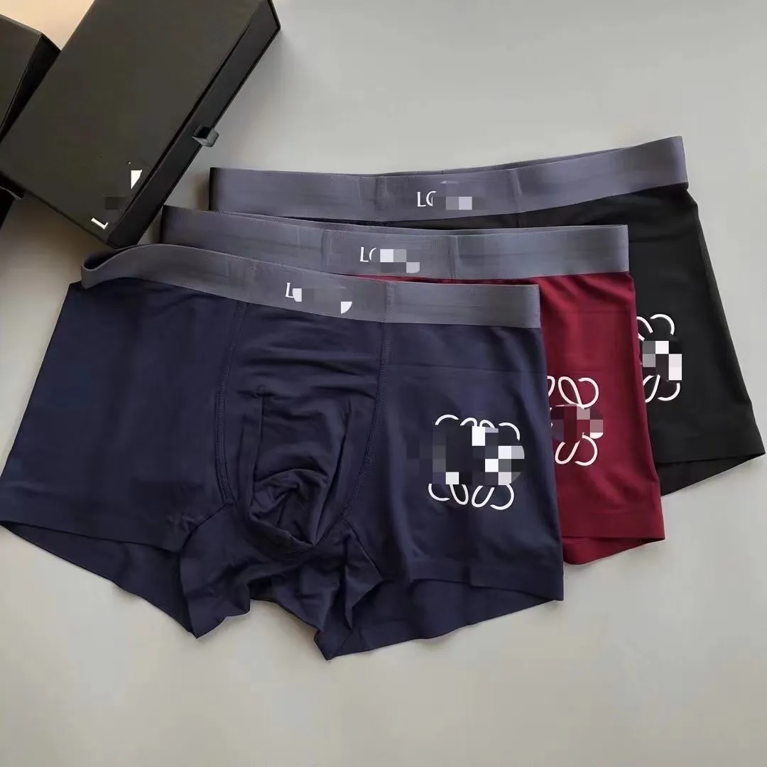 Designer de sous-vêtements pour hommes Short de boxe modal Short de boxe jeunesse tendance sexy sans trace sous-vêtement antibactérien respirant à séchage rapide coffret cadeau trois ensembles