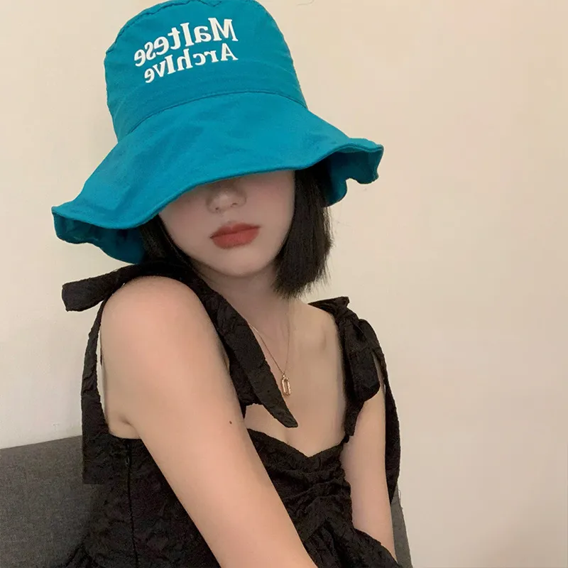 Japanese Big Head Circumference Letter Quick-drying Bucket Hat Women Summer Thin Breathable Basin Hats Large Brim Casual Sun Cap