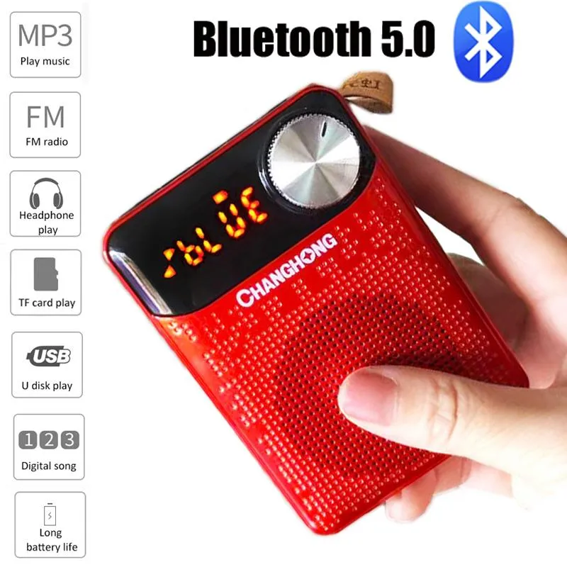 Connectors Portable Mini Radio FM Mottagare Handhållen Bluetooth -högtalare TF/USB MP3 Musikspelare med LED -display Support Handsfree/Hörlurar
