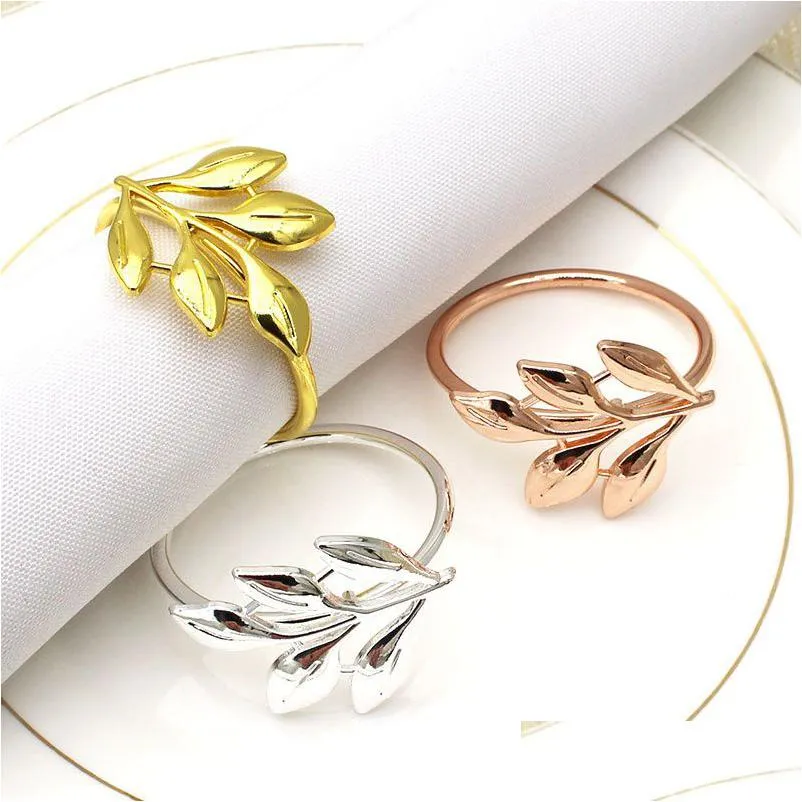 Napkin Rings Leaf Ring Holder Fall Leaves Buckle Dining Table Serviette Buckles For Thanksgiving Christmas Party Drop Delive Dhq5H