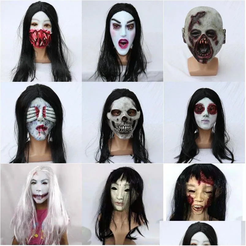 Party Masks Halloween Horror Scary LaTex Mask Female Ghost Head Haunted House Py For Adts Drop Delivery Home Garden Festive Supplies Dhzol