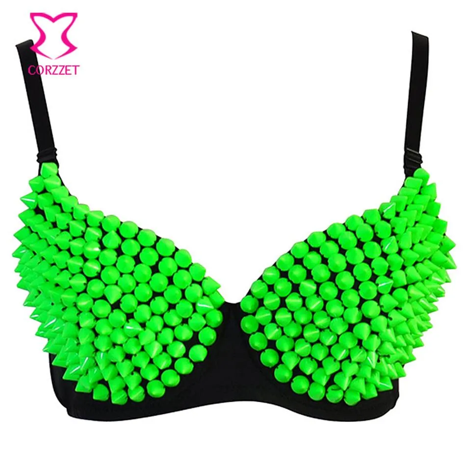 Punk Rock Disco Dancewear Hars Klinknagel All-over Bras Voor Vrouwen Volwassen Exotische Sujetador Sexy Bralette Soutien Gorge push Up Bh Top196G