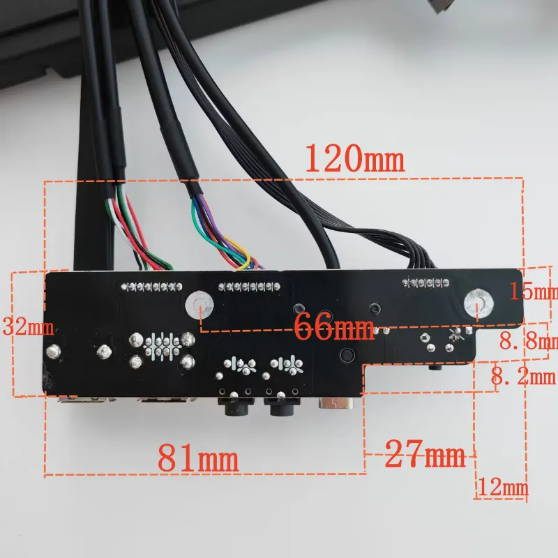 Moderkortets förlängningschassi frontpanelkabel 19pin 9pin till Type-C 2-port USB 2.0 3,0 HD-ljud 3,5 mm strömbrytare LED HDD-sladd