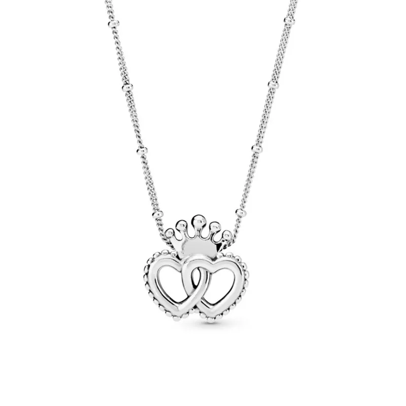 Layered Chain Link Necklace With Heart Pendant - Approximately 15