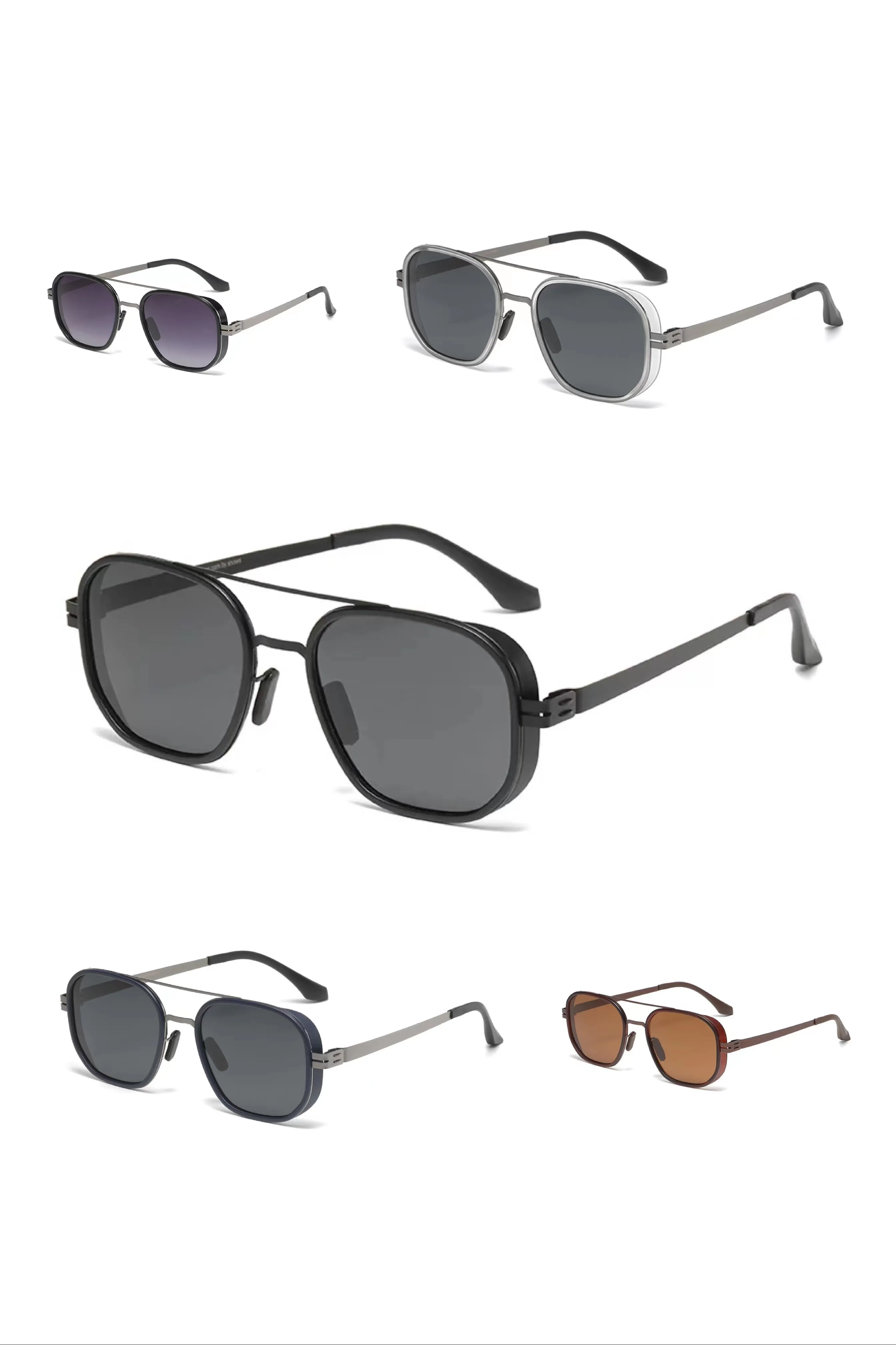 Fashion hot selling all kinds of aviator sunglasses without screws design high elasticity metal frame advanced anti-UV polarized sunglasses