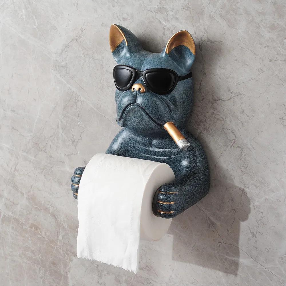 Toiletpapierhouders Creatieve wet hond Toiletpapier Handdoekhouder Badkamerplank badkamer muur hangende tissuedoos rolpapierhouder gratis punch 230629