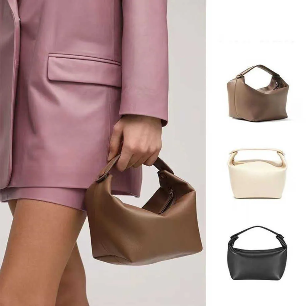 The Row Sac Demi-lune En Cuir Lisse Designer Femme Avec Bandoulière Plate Et Fermeture Éclair Courbée Pochette Fourre-Tout Doublure Suded Sac Premium Touch