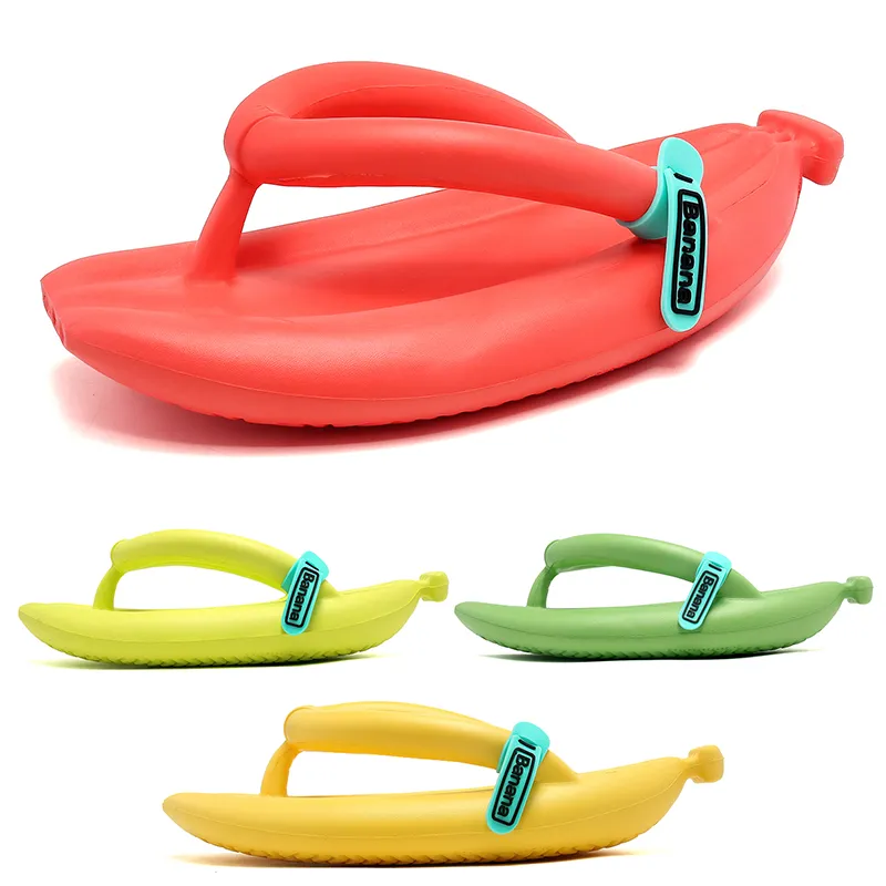 Fruit Series Banana Shoes Beach Shoes Sandaler Slipper Kvinnor Rödgröna gula kvinnors vattentäta skor