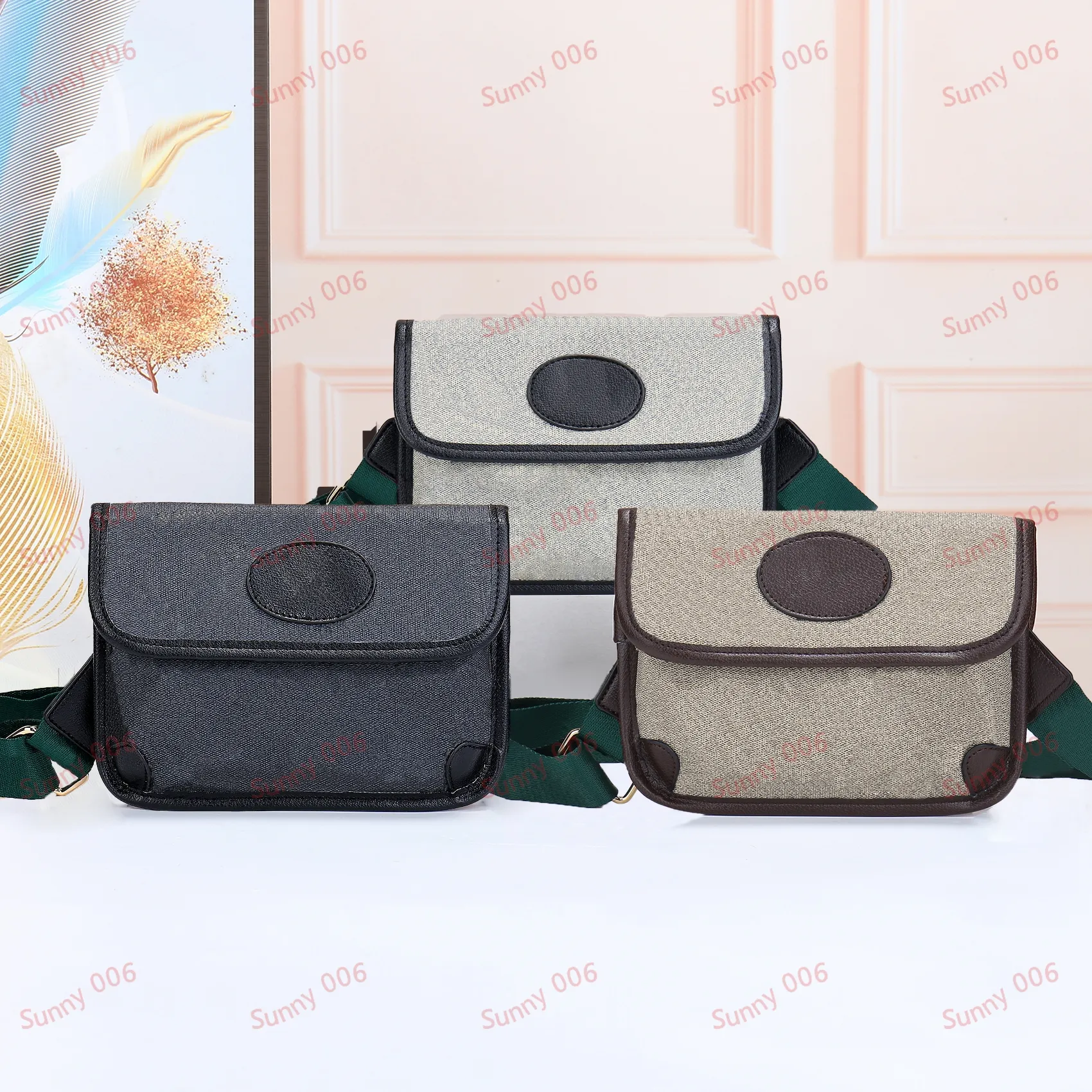 Bolso cruzado con correa a rayas, bolso de hombro con patrón de letras y cabeza de Animal de lujo, carteras de cartero, bolsas para teléfono móvil de diseñador