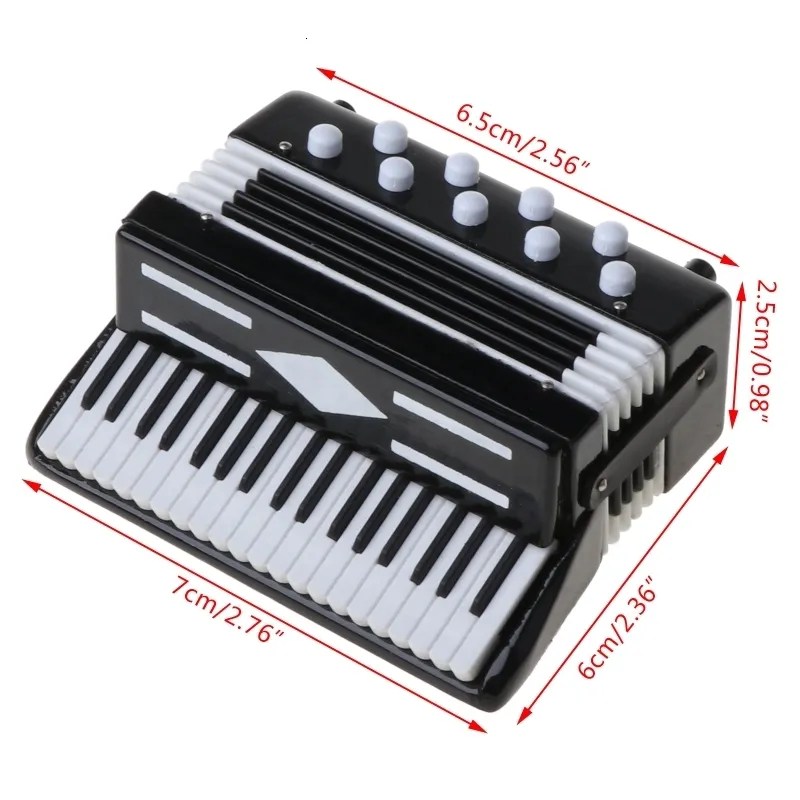 Baby Muziek Geluid Speelgoed C5AA Mini 1/12 Poppenhuis Houten Accordeon Miniatuur Muziekinstrumenten Model Collection Home Decor Speelgoed 230629