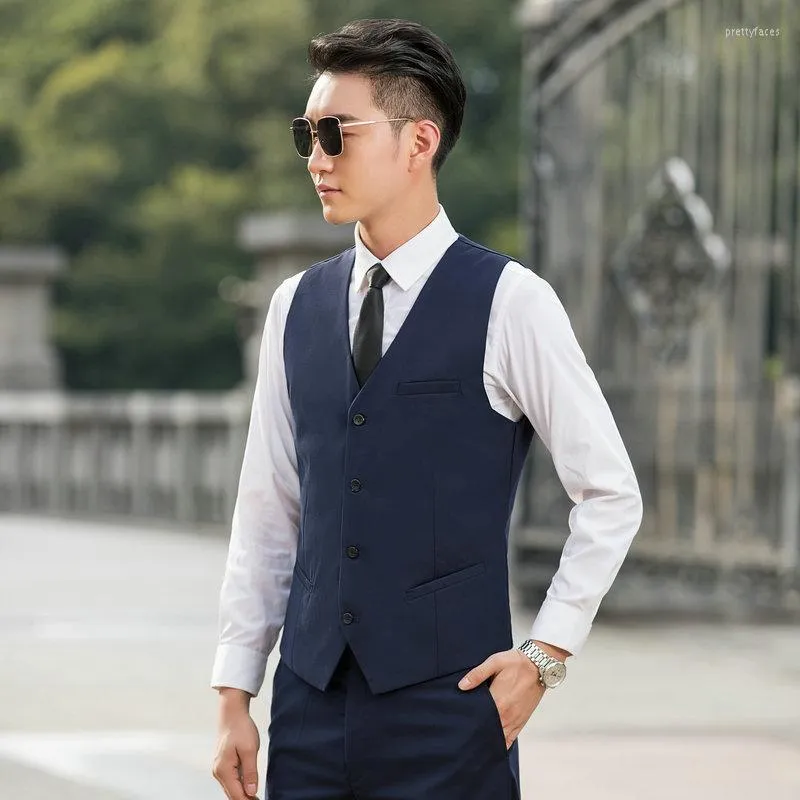 텺Men's L111 V-Neck Sleeveless Suit Vests Navy | Black suit vest, Suit vest,  Mens dress vests