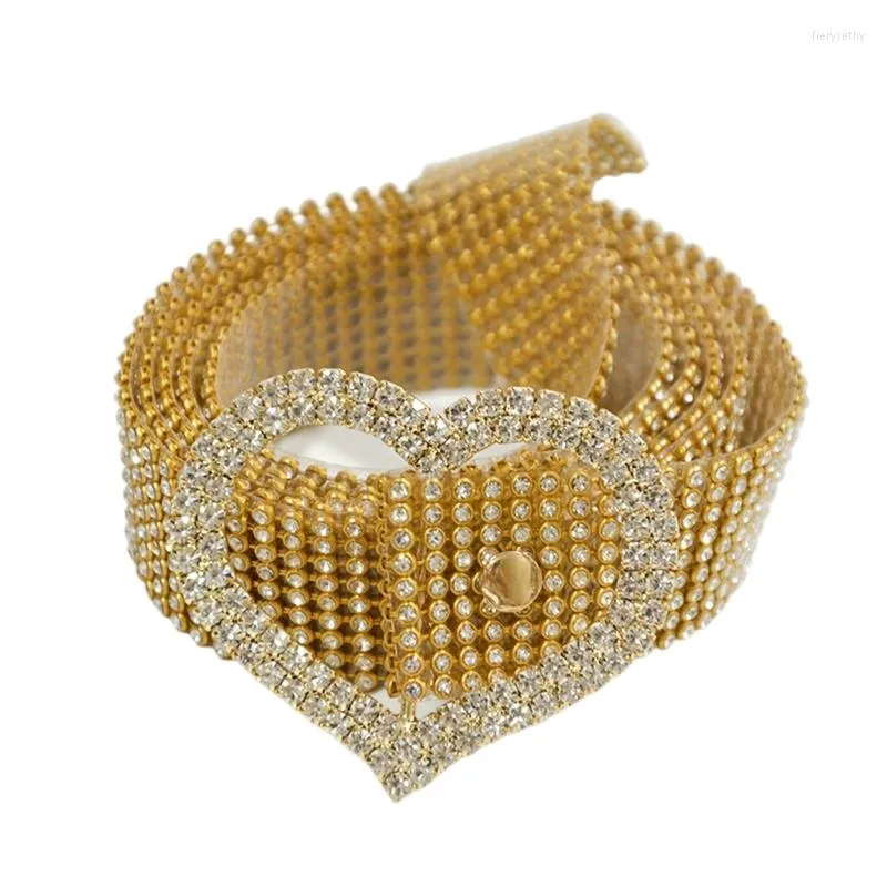 Ceintures M2EA femmes pour étincelle strass chaîne taille ceinture luxe boucle métal perles discothèque paillettes ceinture Acc