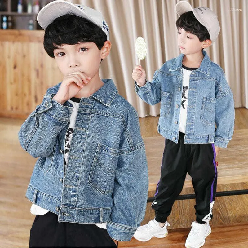 Chaquetas 2023 primavera otono chaqueta para nino Jean abrigo solido ninos prendas de vestir Denim cortavientos ninos 4 12 anos