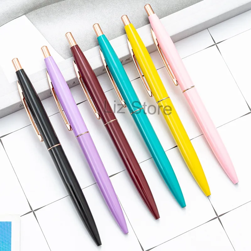 Metal Ballpoint Pens Business Signature Simply Ballpen Office School Students Writing Pen Stationery Gift Customizeable Pens TH0834