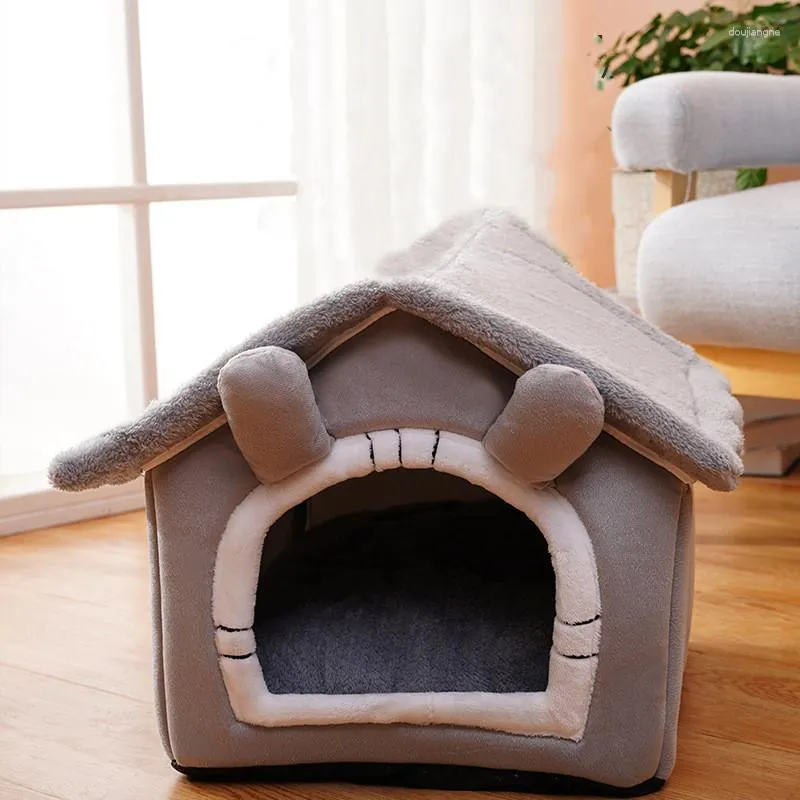 고양이 침대 개집 부드러운 애완 동물 침대 수면 집 텐트 개 동봉 따뜻한 플러시 잠자는 바구니 이동식 쿠션 용품