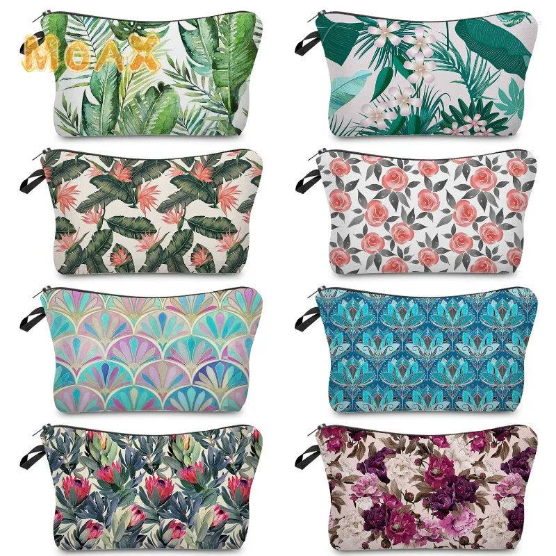 Cosmetic Bags Colorful Floral Print Bag Casual Travel Portable Storage Handbags For Girls Makeup Toiletry Organizer Pouches