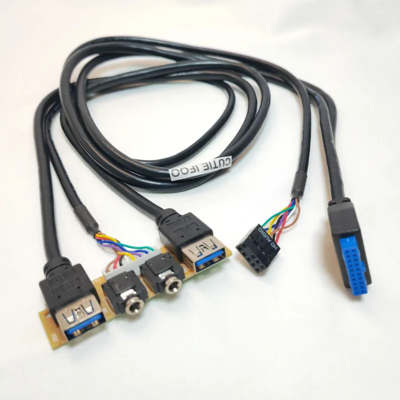 Computer Chassis Motherboard Extension Cable 19P 9Pin To 2 Port USB 3.0 ...