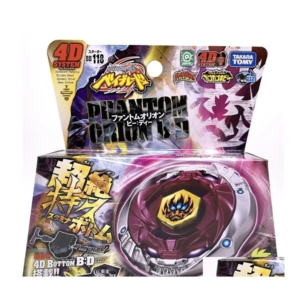 4d Beyblades Original Takara Tomy Japan Beyblade Metal Fusion BB118 Phantom Orion BD Launcher 201217 Drop Leverans Toys Gifts Clas256o