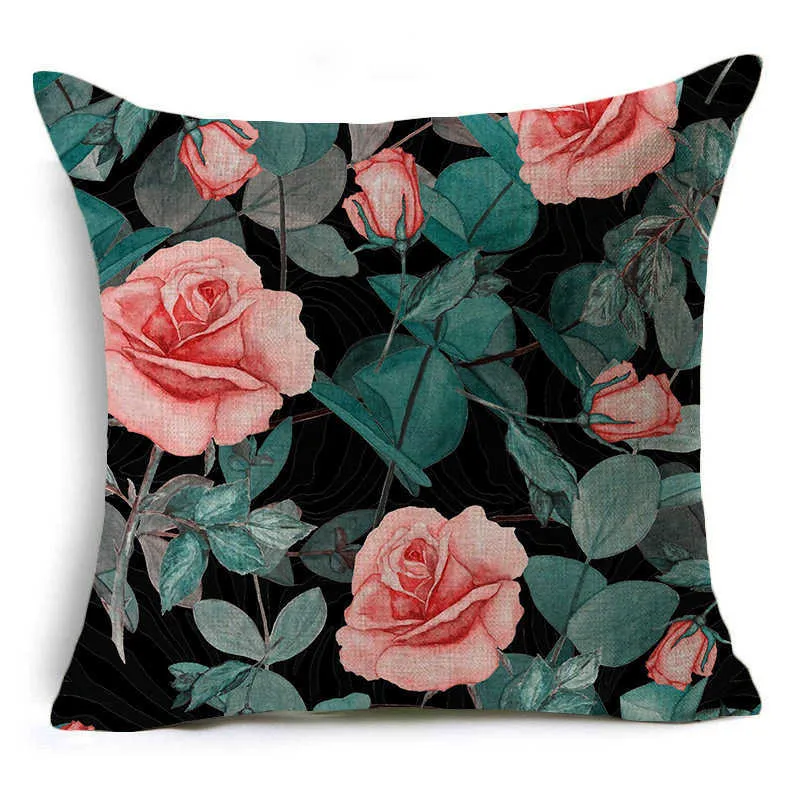 Cushion/Decorative Black Rose Home Sofa Cushion Cover Office Seat Cushion Home Decoration