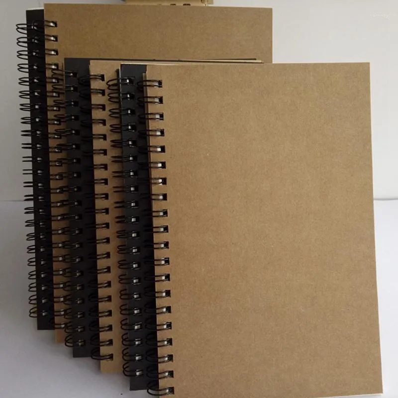Retro Simple Coil Sketch Notebook Painting Notepad Kraft Paper Diary Blank&kraft Inner Pages Students Business