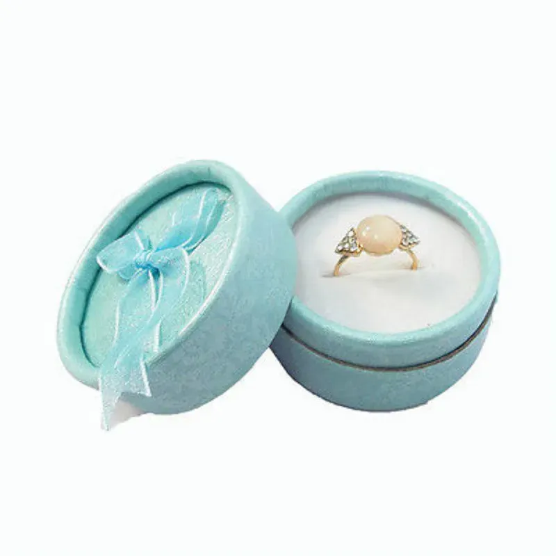 Whole Cute Small Round Paper Jewelry Display Ribbon Box Available Ring Storage Organizer Display Gift Box 5.5* 3* 5.5 3493 Earrings box Necklace box