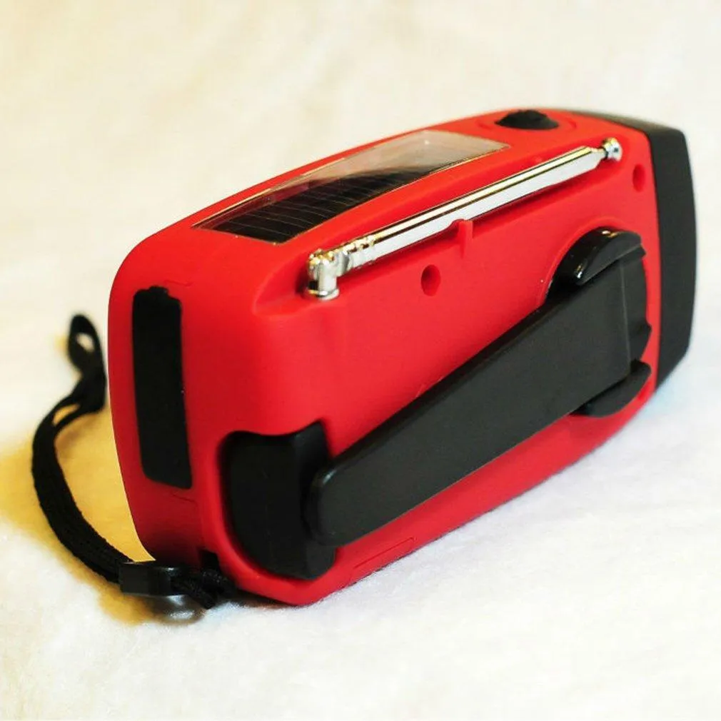 Radio New Red Solar Radio Hand Crank Charger Self -Power Carger 3 LED Flashlight