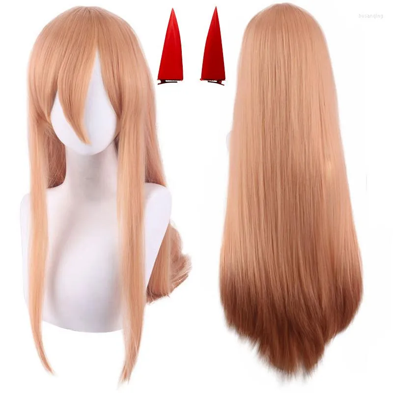 Party Supplies Anime Chainsaw Man Makima Power Cosplay Wig Long Heat Resistant Synthetic Hair Roll Play Wigs