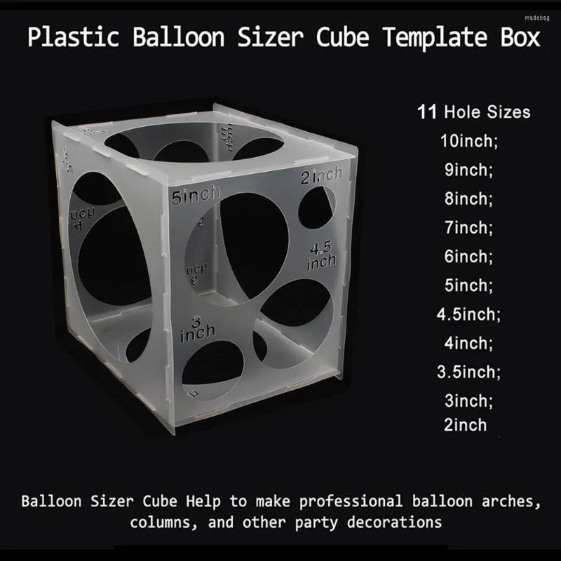 11 Holes Balloon Sizer Measurement Tool Box Cube Template Box for Birthday  Wedding Party