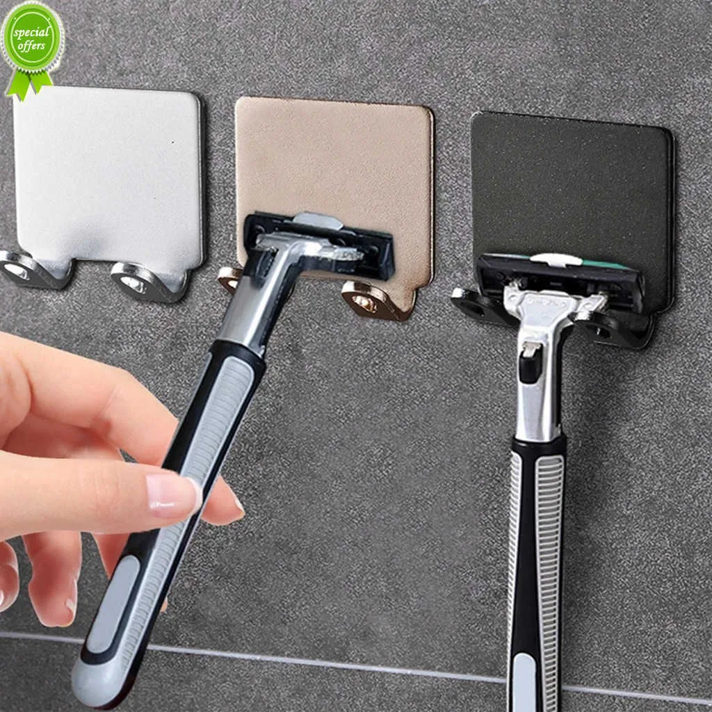 New Bathroom Stainless Steel Razor Holder Storage Hook Wall Men Shaving Shaver Shelf Punch Free Razor Rack Accessories Organization