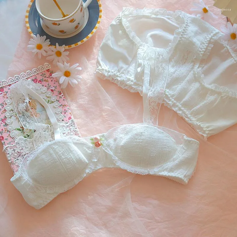Bras Sets Vintage Underwear Princess White Lace Lingerie Cotton