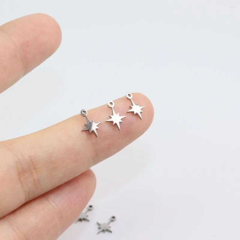 Charms 10pcs 6mm Atacado Aço Inoxidável Pingente Mini Estrela DIY Colar Brincos Pulseiras Unfading Incolor