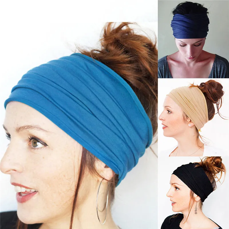 Headwear Hair Accessorie Bands pannband Bohemian Sports Run Bandage Elastic Girl Wide Print Headwrap Headpiece Hairband Ladies 230629