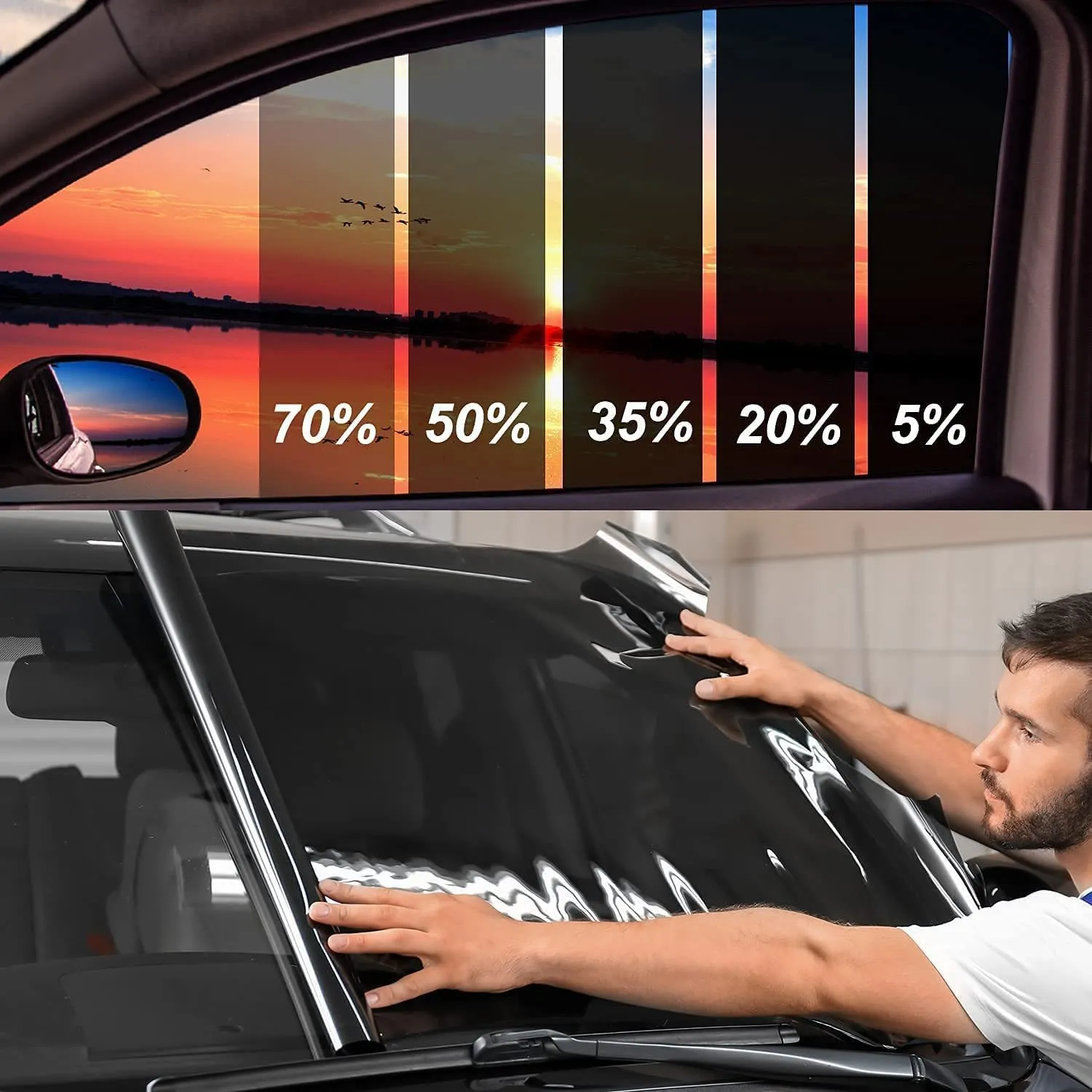 Fensterfolie, 8 m, Fenstertönungsfolie für Autos, Fenster-Sichtschutzfolie, Hitze- und UV-Block, kratzfest, Verdunkelung, Auto-Auto-Windschutzscheiben-Sonnenschutzfolie 230629