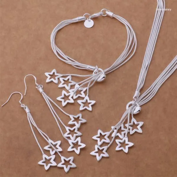 Halsband örhängen set armband 3-stycke stjärna fairy toasel prydnad gåva kvinna