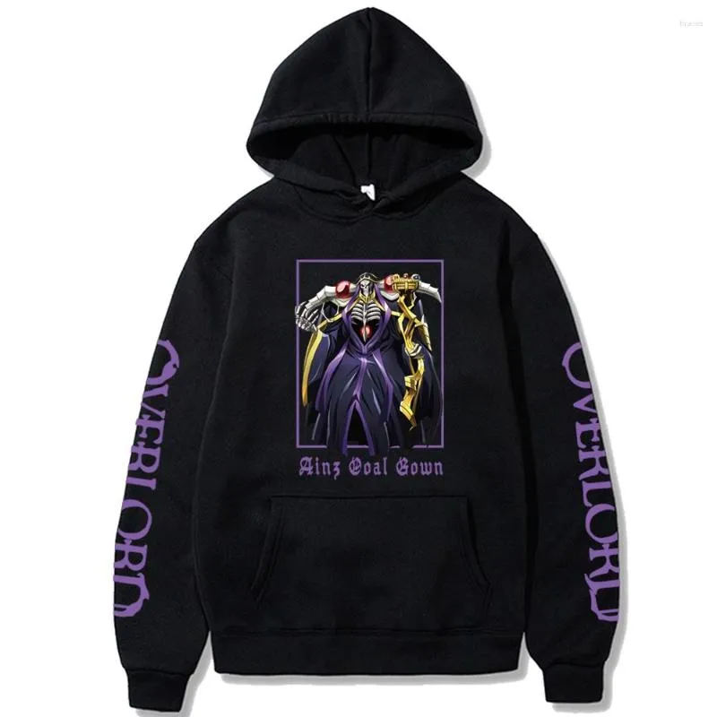 Sudaderas con capucha para hombre Harajuku Overlord Anime estampado con capucha Loog manga Casual Sudadera con capucha Cool Ainz Ooal vestido hombres mujeres sudadera