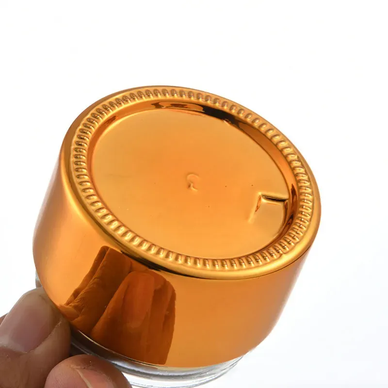 Glass Jar, Gold Plated, BPA Free, Small Tiny Bottle, for Make Up, Eye Shadow, Nails, Powder, Paint, Jewelry Gold Plated,