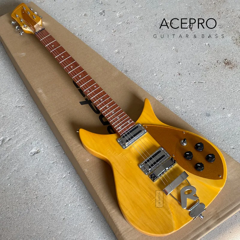 2 Piece Basswood Body Electric Guita 24 Frets Light Yellow Color Guitarra Gold Pickguard Tailpiece Bridge Basswood Neck