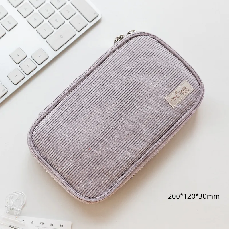 Wholesale Kokuyo Corduroy Lilac Pencil Case Flat Open Multi