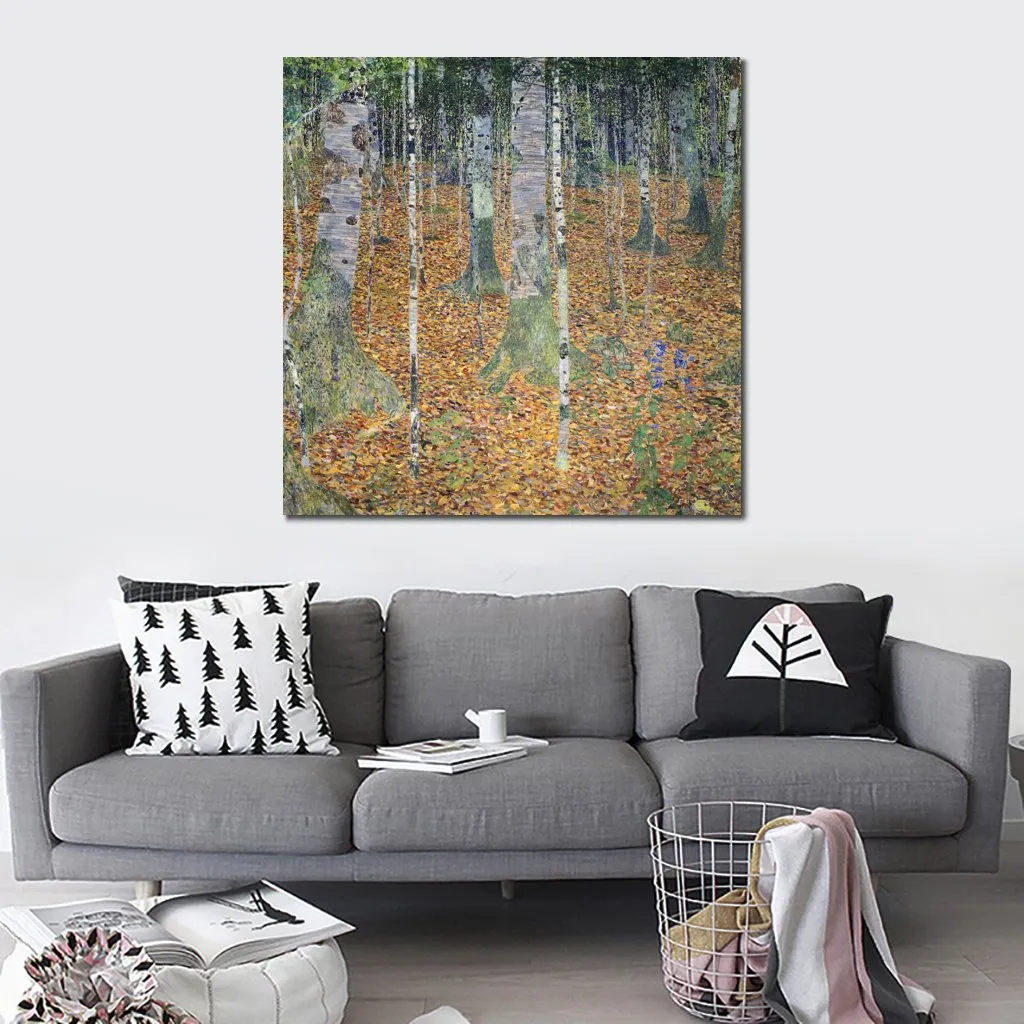 Ручная работа на холсте Густав Климт картина Березовый лес 1903 Пейзаж Искусство Декор для дома и офиса