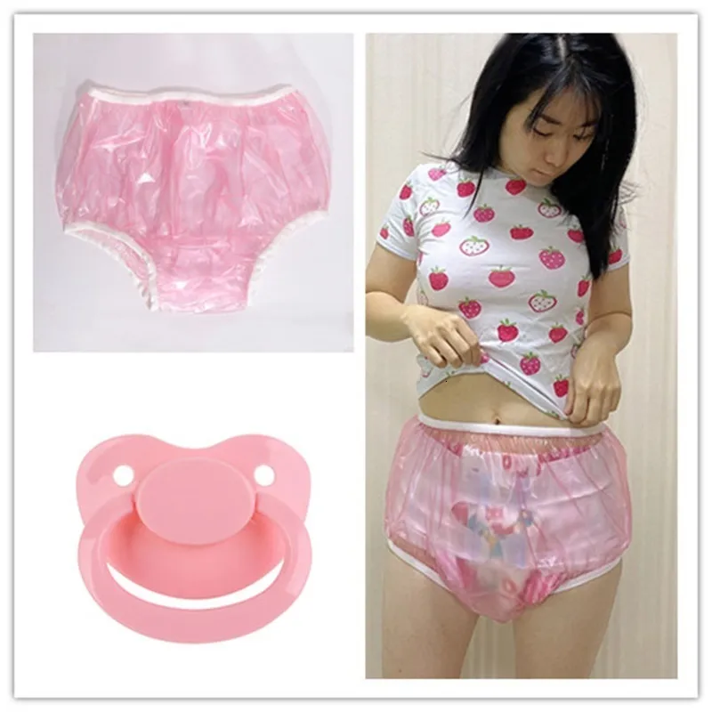 Pink PVC Kiddiehug Cloth Diapers For Adults And Babies Reusable ABDL  Panties With Plastic Pants And W Pacifie Design Model: 230629 From Lian08,  $15.2