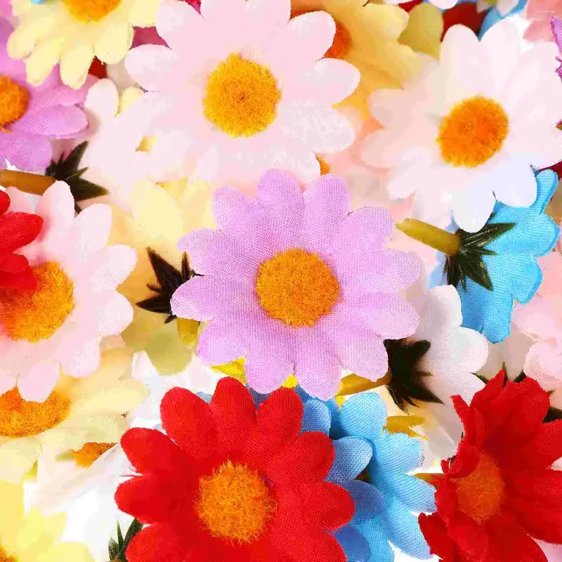 Fleurs décoratives 150 pièces têtes de fleurs de marguerite artificielle multicolore petit artisanat Mini faux pour artisanat bricolage couronnes fête