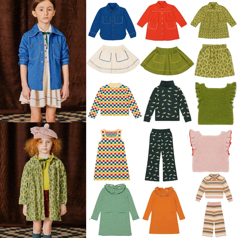 Ensembles de vêtements européens enfants filles robe automne hiver imprimé enfant veste à manches longues haut et jupes ensemble robes pour tout-petits vêtements 230630