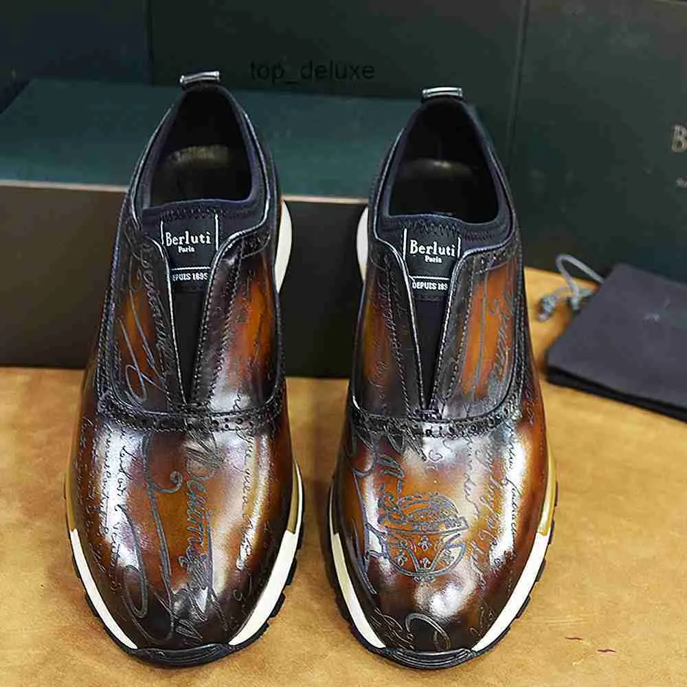 Berluti Leather Sneakers: Handcrafted High-Quality Casual Embroidery  Classic Couple Sneakers (YM1P)