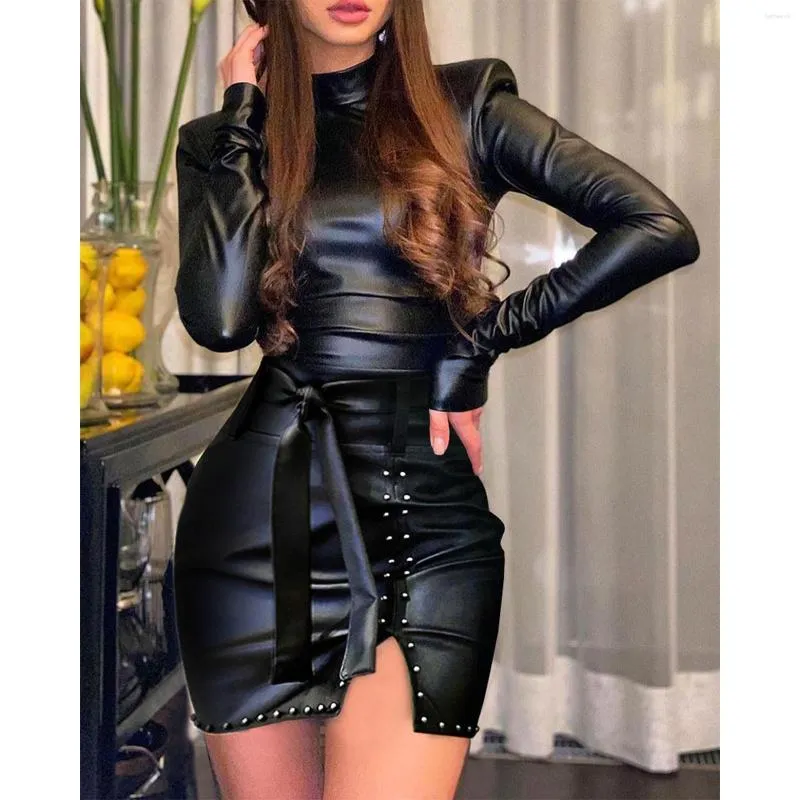 Elegant leather dress sale