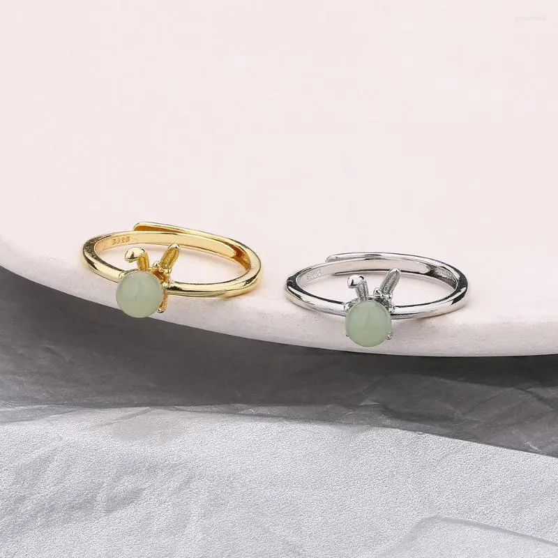 Klusterringar mode silver guld färg öppen finger ring Hetian jade för kvinnor tjej smycken gåva dropship grossist