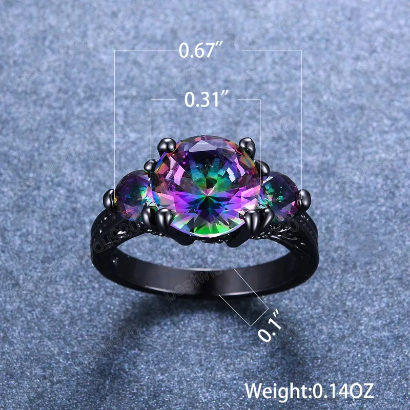 Mode Ringen Voor Vrouwen Punk Kleurrijke Zirkoon Zwarte Kleur Mannen Ring Halloween Geschenken Groothandel Retro Sieraden