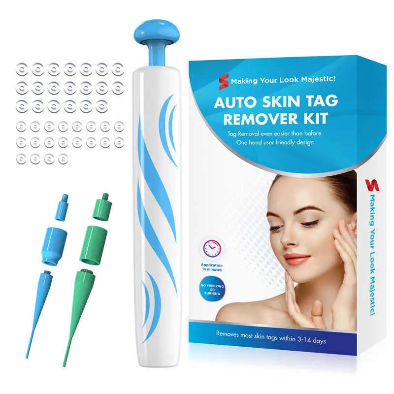 Dispositifs de soins du visage Nouveau stylo de retrait de kit de suppression automatique d'étiquettes de peau 2 en 1 avec outil de traitement de point de verrue de 40 bandes pour le corps entier 230630