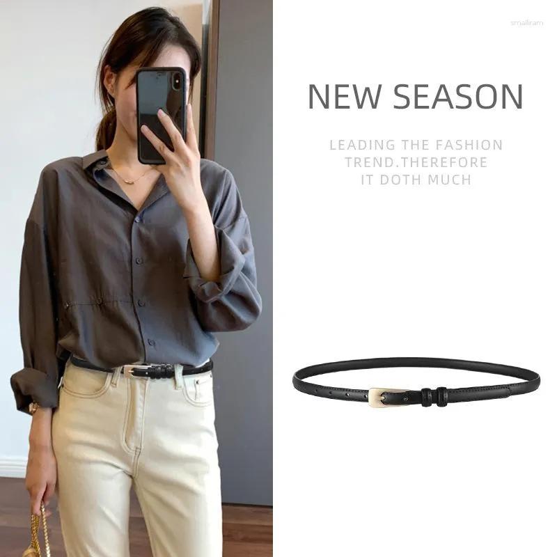 Belts Genuine Leather Skinny Belt For Women Thin Waist Pants Dresses Jeans Ladies Waistband With Metal Buckle Wholesale